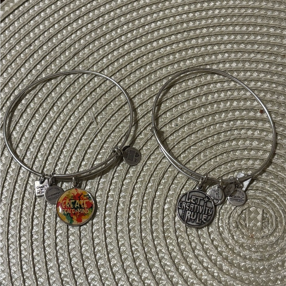 Alex and Ani 2 Silver Charm “Creative” Bracelets